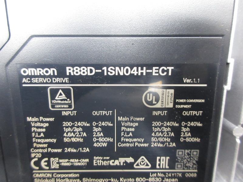 OMRON R88D-1SN04H-ECT 200-240VAC 4.6/2.7A NSNP