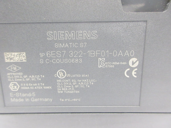 SIEMENS 6ES7322-1BF01-0AA0 24VDC 2A (AS PICTURED) NSNP
