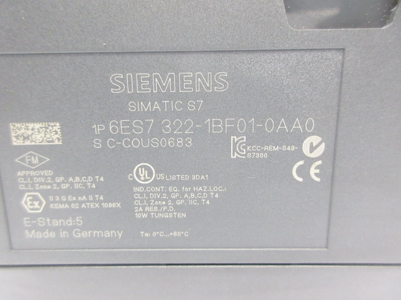 SIEMENS 6ES7322-1BF01-0AA0 24VDC 2A (AS PICTURED) NSNP