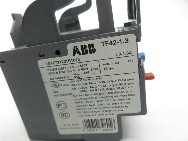 ABB TF42-1.3 1SAZ721201R1025 1.0-1.3A (AS PICTURED) NSNP
