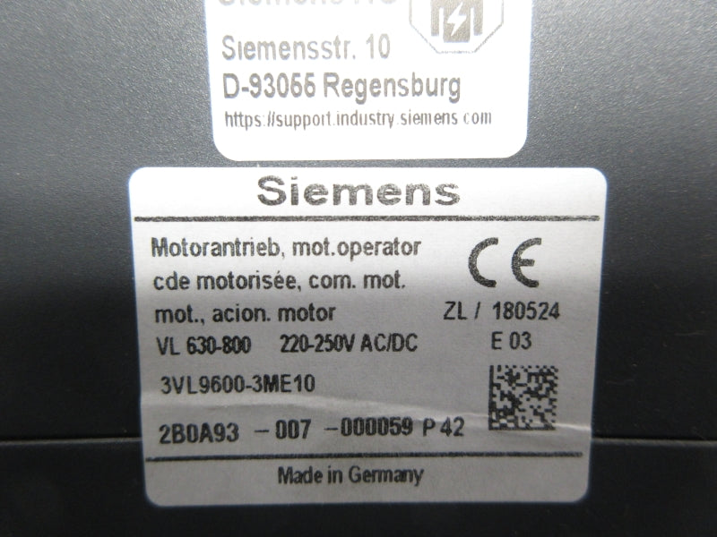 SIEMENS 3VL9600-3ME10 220-250VAC NSNP