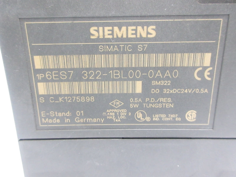SIEMENS 6ES7322-1BL00-0AA0 24VDC 0.5A (AS PICTURED1) UNMP