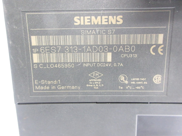 SIEMENS 6ES7313-1AD03-0AB0 24VDC 0.7A UNMP