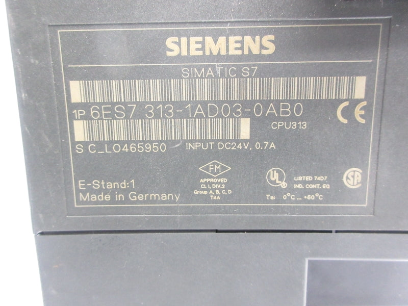 SIEMENS 6ES7313-1AD03-0AB0 24VDC 0.7A UNMP