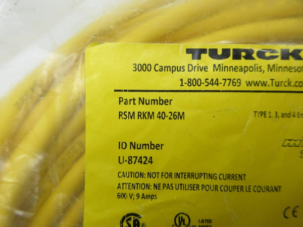 TURCK RSMRKM40-26M U-87424 600V 9A NSMP