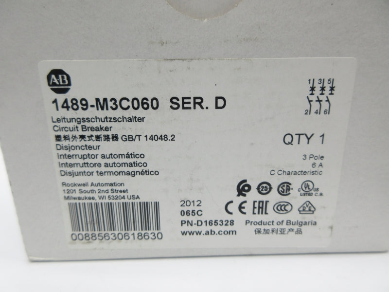 ALLEN BRADLEY 1489-M3C060 SER. D 277V 6A NSMP