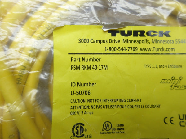 TURCK RSMRKM40-17M U-50706 600V 9A NSMP
