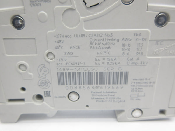 ALLEN BRADLEY 1489-M1C050 SER. D 277VAC 5A NSNP