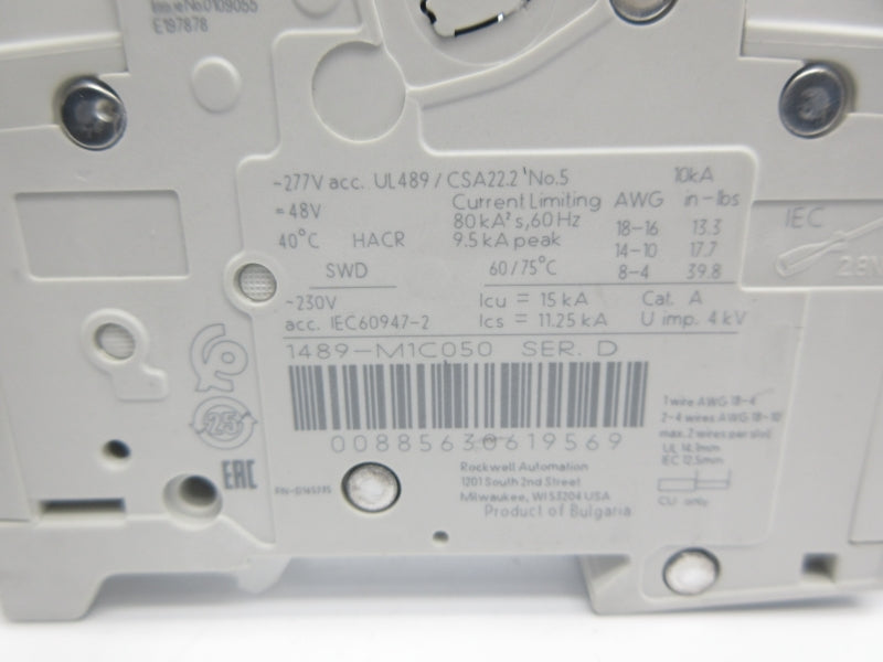 ALLEN BRADLEY 1489-M1C050 SER. D 277VAC 5A NSNP