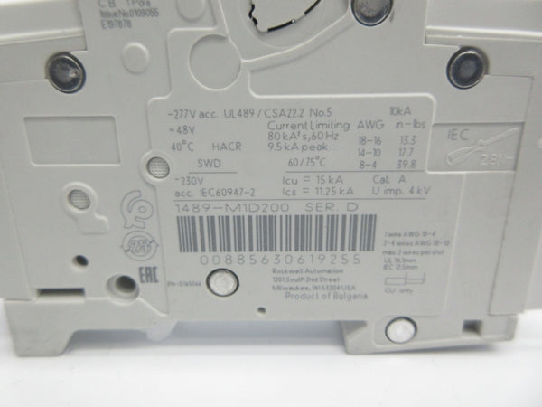 ALLEN BRADLEY 1489-M1D200 SER. D 277VAC 20A NSNP