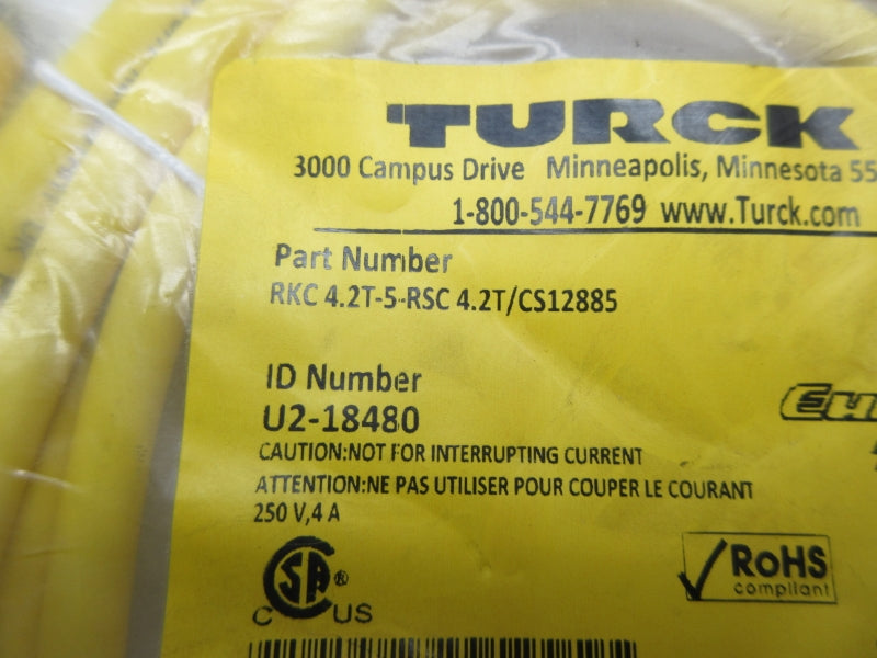 TURCK RKC4.2T-5-RSC4.2T/CS12885 U2-18480 250V 4A NSMP