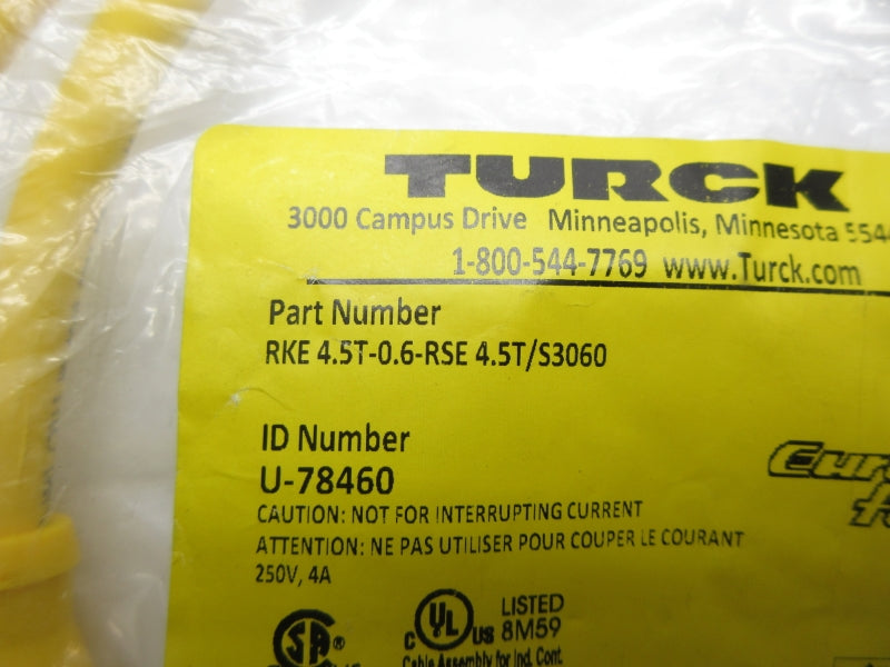 TURCK RKE4.5T-0.6-RSE4.5T/S3060 U-78460 250V 4A NSMP