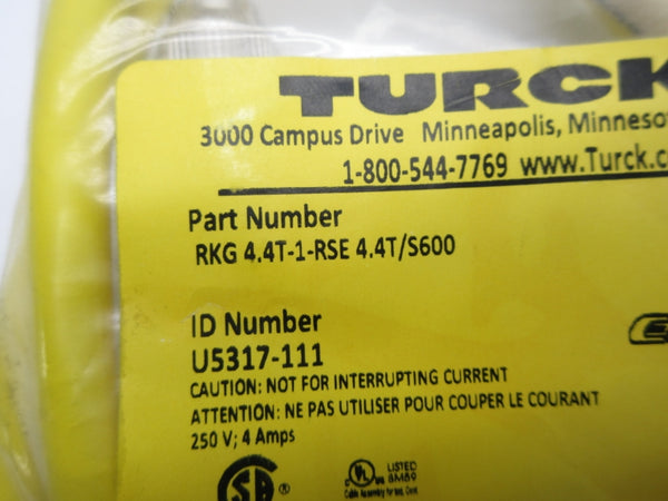 TURCK RKG4.4T-1-RSE4.4T/S600 U5317-111 250V 4A NSMP