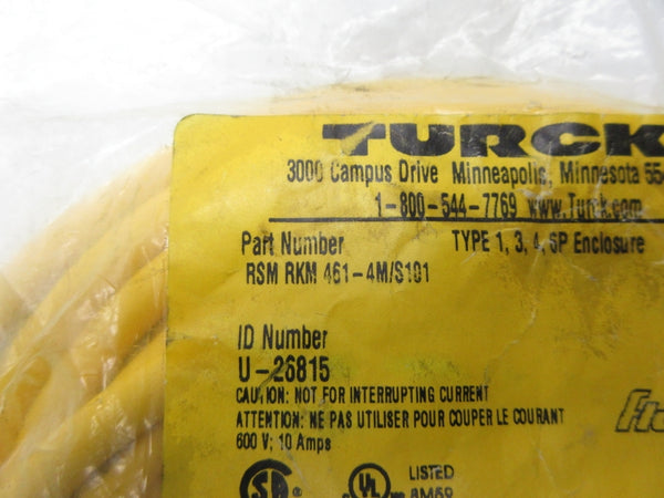 TURCK RSMRKM461-4M/S101 U-26815 600V 10A NSMP