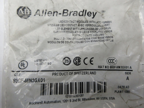 ALLEN BRADLEY 800F-MN3GX01 SER. A 24V NSMP
