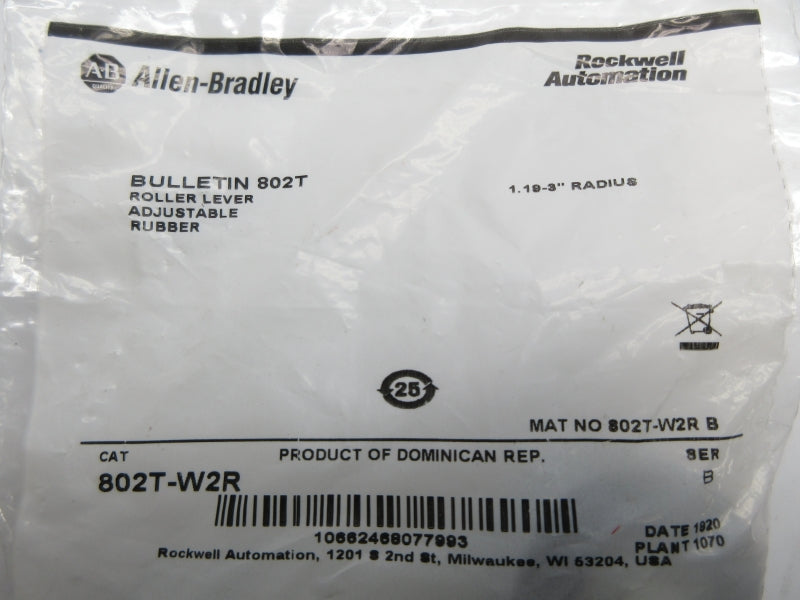 ALLEN BRADLEY 802T-W2R SER. B 1.19-3" NSMP
