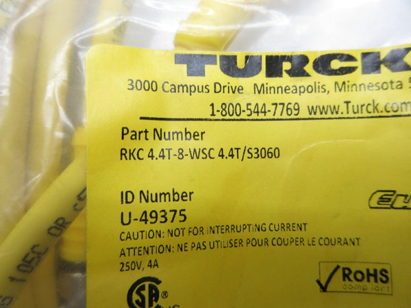 TURCK RKC4.4T-8-WSC4.4T/S3060 U-49375 250V 4A NSMP