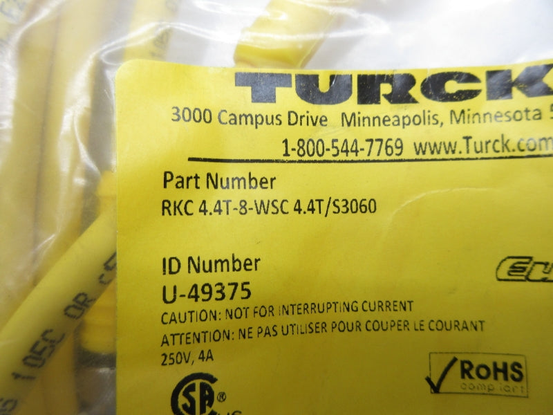 TURCK RKC4.4T-8-WSC4.4T/S3060 U-49375 250V 4A NSMP