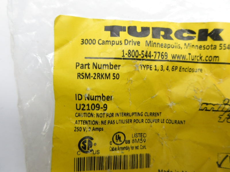 TURCK RSM-2RKM50 U2109-9 250V 9A NSMP