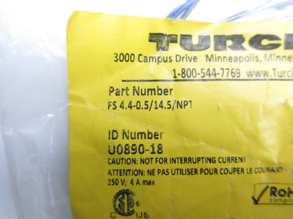 TURCK FS4.4-0.5/14.5/NPT U0890-18 250V 4A NSMP