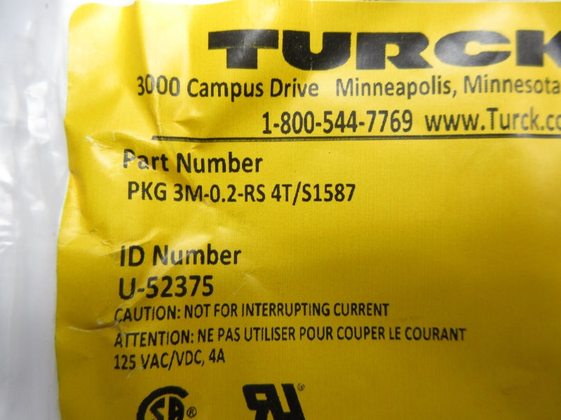 TURCK PKG3M-0.2-RS4T/S1587 U-52375 125VAC 4A NSMP