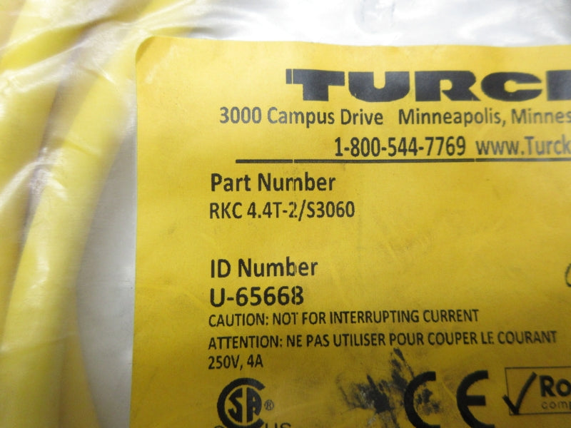 TURCK RKC4.4T-2/S3060 U-65668 250V 4A NSMP