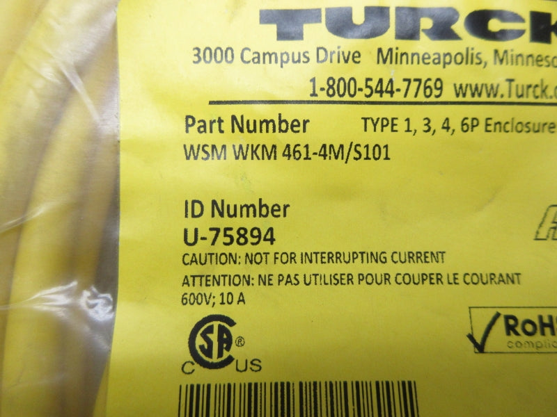 TURCK WSMWKM461-4M/S101 U-75894 600V 10A NSMP
