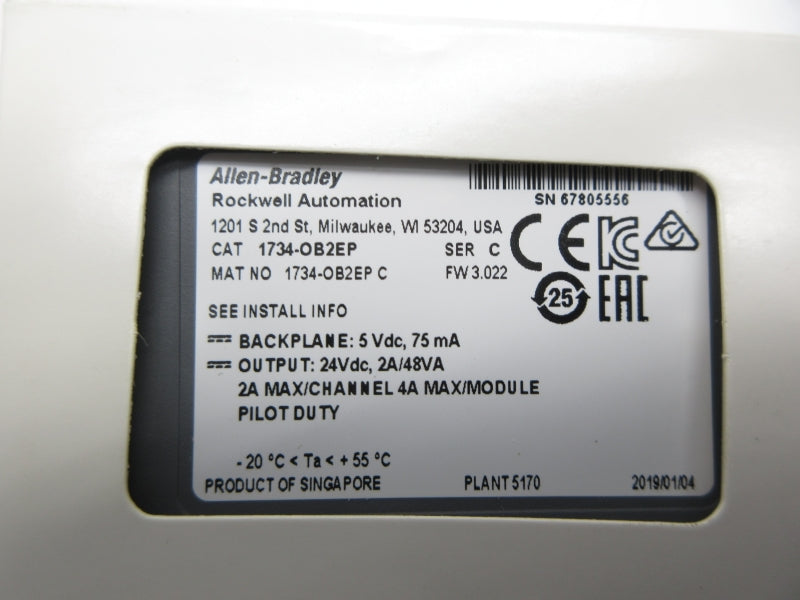 ALLEN BRADLEY 1734-OB2EP SER. C F/W 3.022 24VDC NSMP
