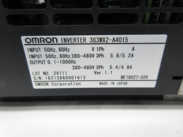 OMRON 3G3MX2-A4015 380-480V 5.9/5.2A NSNP