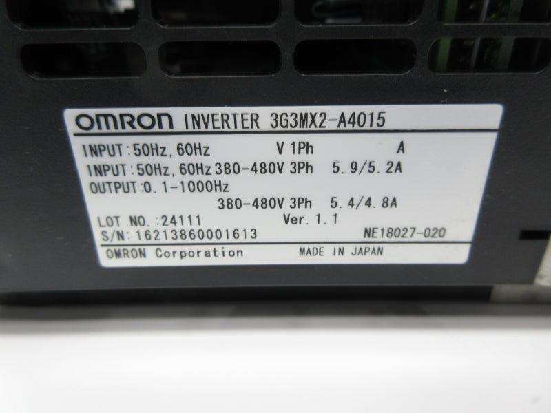 OMRON 3G3MX2-A4015 380-480V 5.9/5.2A NSNP