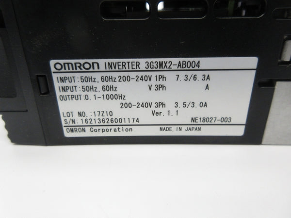 OMRON 3G3MX2-AB004 200-240V 7.3/6.3A NSNP