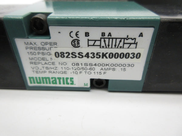 NUMATICS 082SS435K000030 110-120V .15A 150PSI NSNP