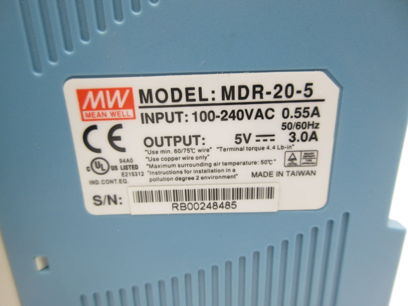 MEAN WELL MDR-20-5 100-240VAC 0.55A NSNP