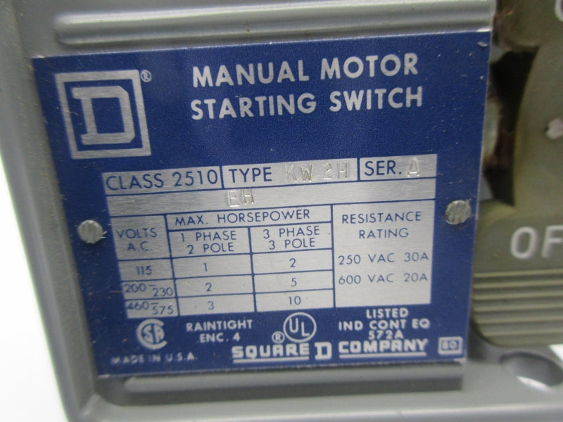 SQUARE D 2510KW2H SER. A 600VAC 20A NSNP