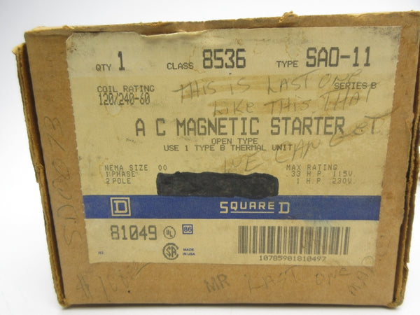 SQUARE D 8536-SAO-11 SER. B 120/240V NSMP