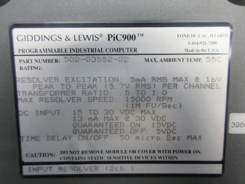 GIDDINGS & LEWIS 502-03552-22 15-30VDC NSNP