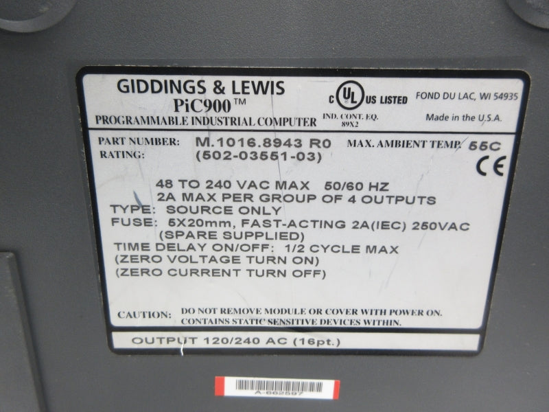 GIDDINGS & LEWIS M.1016.8943R0 502-03551-03 48-240VAC NSNP