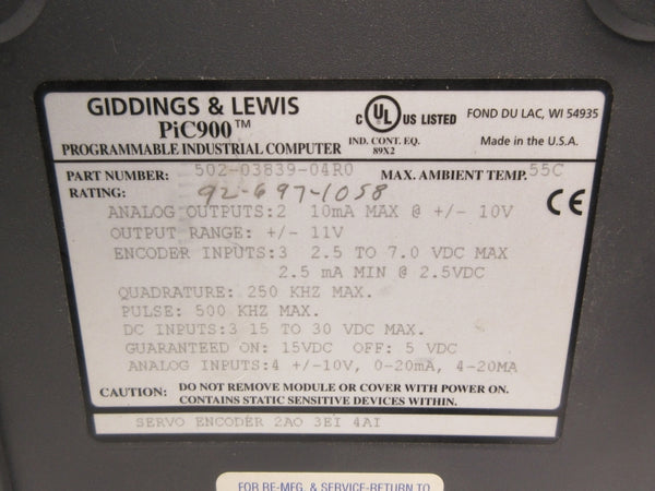 GIDDINGS & LEWIS 502-03839-04R0 15-30VDC NSNP