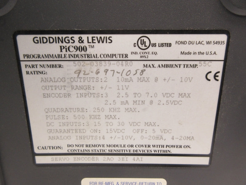 GIDDINGS & LEWIS 502-03839-04R0 15-30VDC NSNP