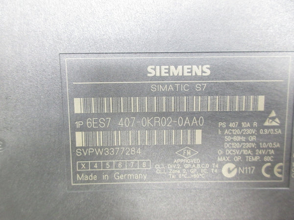 SIEMENS 6ES7407-0KR02-0AA0 120/230VAC 0.9/0.5A NSNP