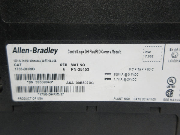 ALLEN BRADLEY 1756-DHRIO SER. E F/W 7.002 24VDC NSNP