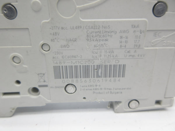ALLEN BRADLEY 1489-M1C200 SER. D 277V 20A UNMP