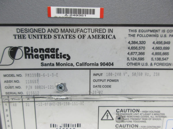PIONEER MAGNETICS PM3398B-6-1-3-E 100-240V 23A UNMP
