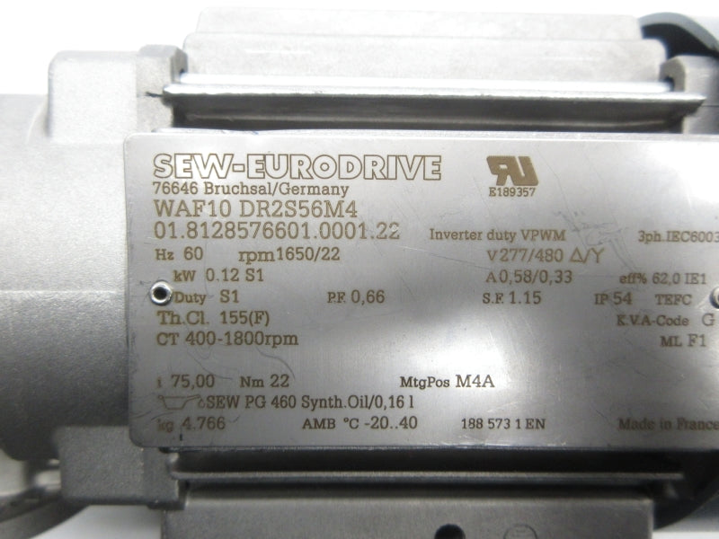 SEW EURODRIVE WAF10DR2S56M4 277/480V 0.58/0.33A NSNP