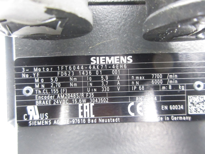 SIEMENS 1FT6044-4AK71-4EH6 330V 5.9A NSNP