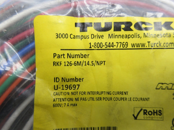 TURCK RKF126-6M/14.5/NPT U-19697 600V 7A NSMP