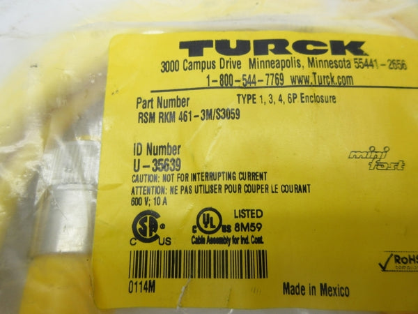 TURCK RSMRKM461-3M/S3059 U-35639 600V 10A NSMP