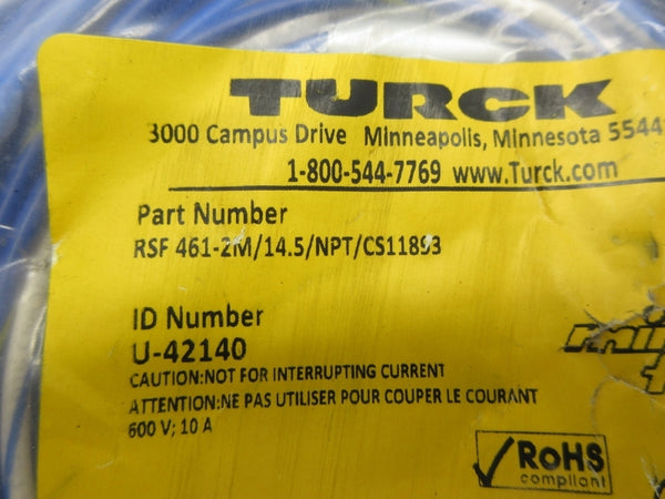 TURCK RSF461-2M/14.5/NPT/CS11893 U-42140 600V 10A NSMP
