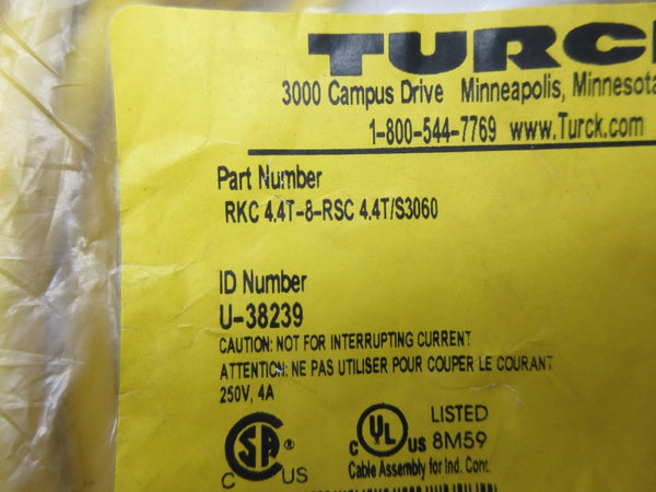 TURCK RKC4.4T-8-RSC4.4T/S3060 U-38239 250V 4A NSMP