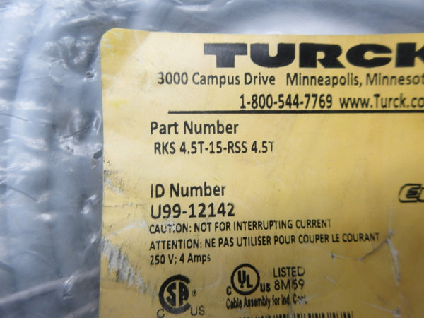 TURCK RKS4.5T-15-RSS4.5T U99-12142 250V 4A NSMP